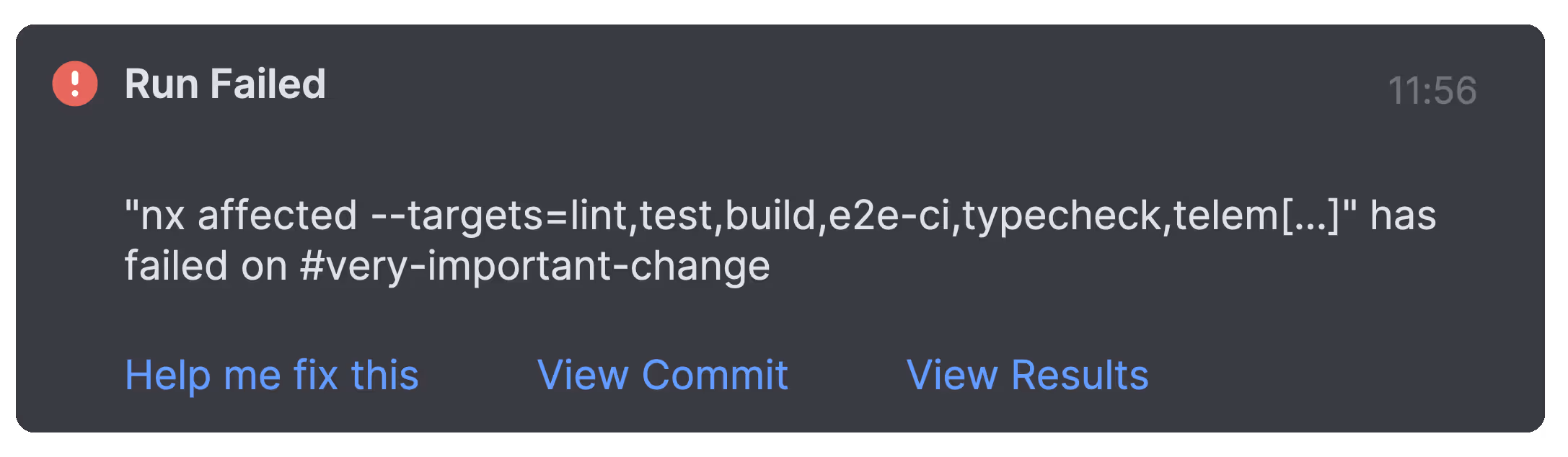 Screenshot of notification